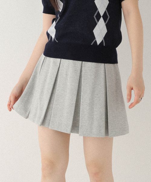 Heather ワイドプリーツミニスカート3 ライトグレー M ウィメンズボトムス ヘザー 459727 and ST アンドエスティ（旧ドットエスティ）