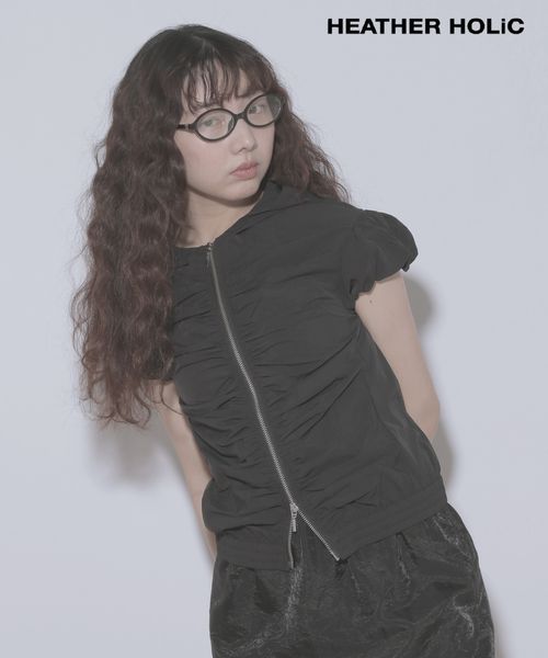 Heather 【WEB限定】HOLiC ギャザーZIPシャツ ブラック FREE 福袋他 ヘザー 497248 and ST アンドエスティ(旧ドットエスティ) Heather 【WEB限定】HOLiC ギャザーZIPシャツ ブラック FREE 福袋他 ヘザー 497248 and ST アンドエスティ(旧ドットエスティ)