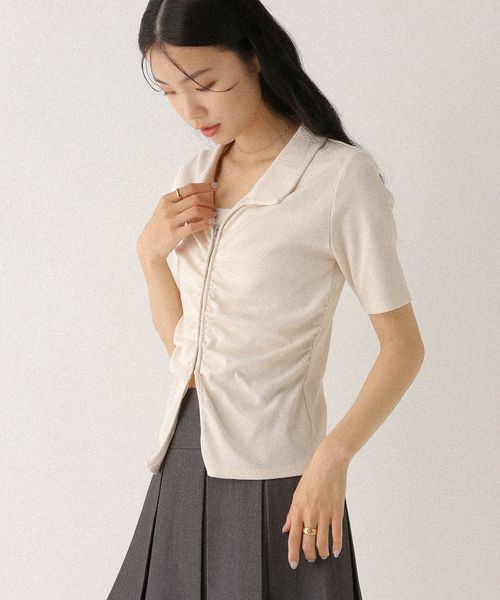 Heather フロントギャザーZIPTEE ナチュラル FREE ウィメンズインナー ヘザー 497343 and ST アンドエスティ(旧ドットエスティ) Heather フロントギャザーZIPTEE ナチュラル FREE ウィメンズインナー ヘザー 497343 and ST アンドエスティ(旧ドットエスティ)