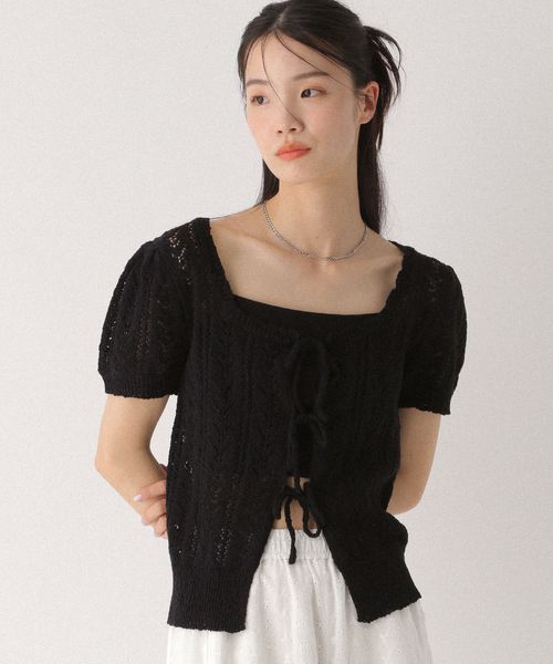 Heather 透かし編みメッシュ半袖カーディガン ブラック FREE ウィメンズインナー ヘザー 497370 and ST アンドエスティ(旧ドットエスティ) Heather 透かし編みメッシュ半袖カーディガン ブラック FREE ウィメンズインナー ヘザー 497370 and ST アンドエスティ(旧ドットエスティ)