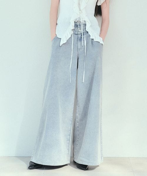 Heather ダブルベルトデニムパンツ ブルー S ウィメンズボトムス ヘザー 497406 and ST アンドエスティ(旧ドットエスティ) Heather ダブルベルトデニムパンツ ブルー S ウィメンズボトムス ヘザー 497406 and ST アンドエスティ(旧ドットエスティ)