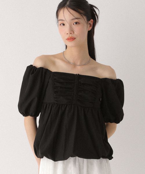 Heather フロントホックバルーンブラウス(半袖) ブラック FREE ウィメンズインナー ヘザー 497925 and ST アンドエスティ(旧ドットエスティ) Heather フロントホックバルーンブラウス(半袖) ブラック FREE ウィメンズインナー ヘザー 497925 and ST アンドエスティ(旧ドットエスティ)