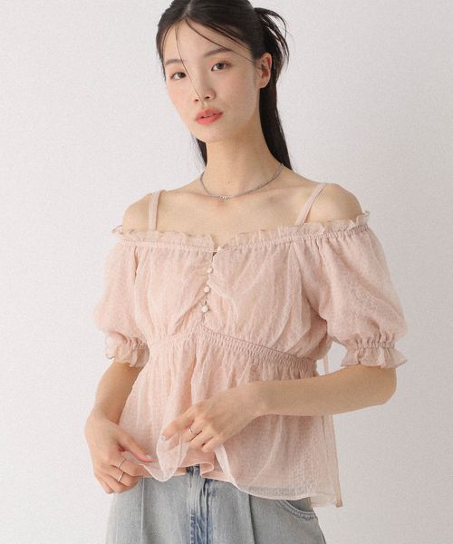 Heather シアーチェックオフショルブラウス ピンク FREE ウィメンズインナー ヘザー 499171 and ST アンドエスティ(旧ドットエスティ) Heather シアーチェックオフショルブラウス ピンク FREE ウィメンズインナー ヘザー 499171 and ST アンドエスティ(旧ドットエスティ)