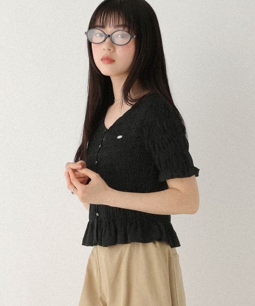 Heather モチーフシャーリングカットTEE ブラック FREE ウィメンズインナー ヘザー 574588 and ST アンドエスティ(旧ドットエスティ) Heather モチーフシャーリングカットTEE ブラック FREE ウィメンズインナー ヘザー 574588 and ST アンドエスティ(旧ドットエスティ)