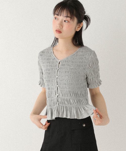Heather モチーフシャーリングカットTEE ライトグレー FREE ウィメンズインナー ヘザー 574588 and ST アンドエスティ(旧ドットエスティ) Heather モチーフシャーリングカットTEE ライトグレー FREE ウィメンズインナー ヘザー 574588 and ST アンドエスティ(旧ドットエスティ)