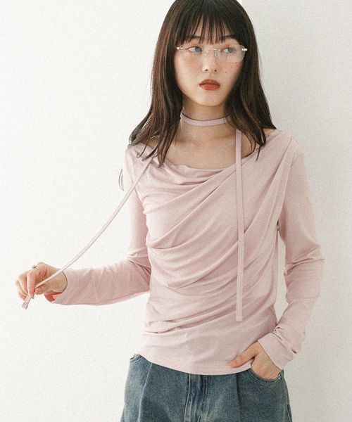 Heather タイ付きドレープカットソー ピンク FREE ウィメンズインナー ヘザー 577684 and ST アンドエスティ(旧ドットエスティ) Heather タイ付きドレープカットソー ピンク FREE ウィメンズインナー ヘザー 577684 and ST アンドエスティ(旧ドットエスティ)