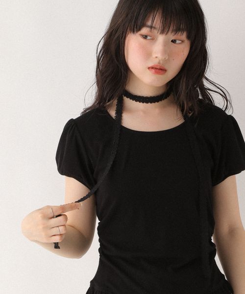 Heather タイ付きレースカットTEE ブラック FREE ウィメンズインナー ヘザー 578283 and ST アンドエスティ(旧ドットエスティ) Heather タイ付きレースカットTEE ブラック FREE ウィメンズインナー ヘザー 578283 and ST アンドエスティ(旧ドットエスティ)