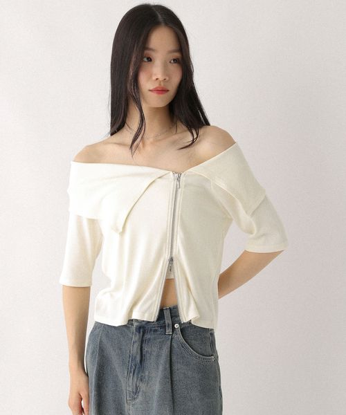 Heather オフショルZIPカットTEE ナチュラル FREE ウィメンズインナー ヘザー 579429 and ST アンドエスティ(旧ドットエスティ) Heather オフショルZIPカットTEE ナチュラル FREE ウィメンズインナー ヘザー 579429 and ST アンドエスティ(旧ドットエスティ)
