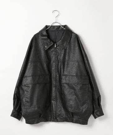 Heather フェイクレザーBIGブルゾン 黒 楽天市場】【新色入荷】フェイクレザーBIGブルゾン Heather