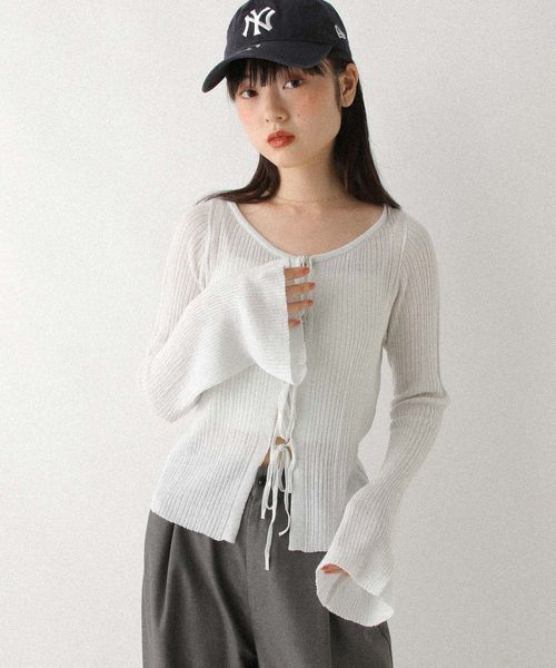 Heather 【WEB限定価格】シアーラメリボンニット ナチュラル FREE ウィメンズインナー ヘザー 590330 and ST アンドエスティ（旧ドットエスティ）