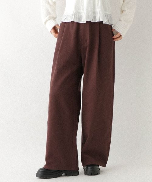 Heather 【11/5プライスダウン】【一部カラー30%OFF】アソートワイドバレルパンツ ブラウン S ウィメンズボトムス ヘザー 592828 and ST アンドエスティ（旧ドットエスティ）