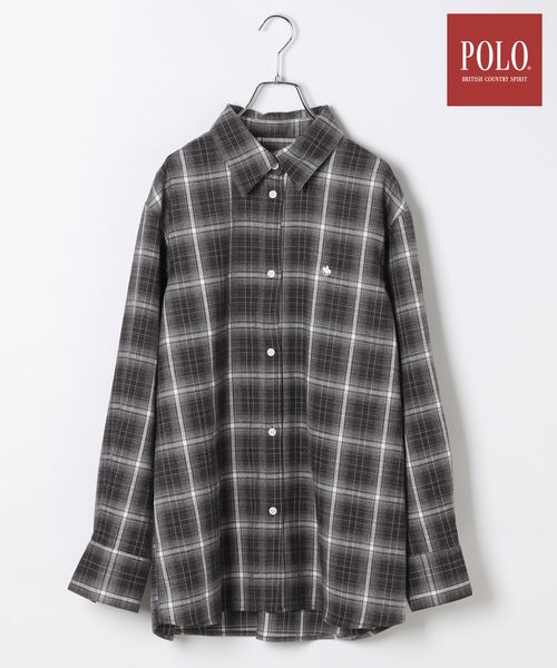 Heather 【11/5プライスダウン】【POLO BCS(ポロ・ビーシーエス)】オーバーチェックシャツ ブラック FREE ウィメンズインナー ヘザー 595924 and ST アンドエスティ（旧ドットエスティ）