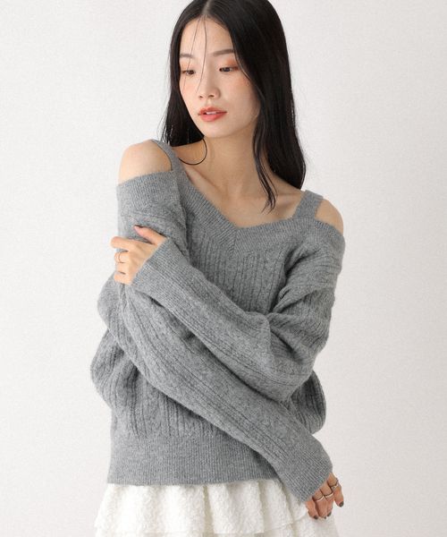 Heather 【11/5プライスダウン】ショルダーカットニット ライトグレー FREE ウィメンズインナー ヘザー 598405 and ST アンドエスティ(旧ドットエスティ) Heather 【11/5プライスダウン】ショルダーカットニット ライトグレー FREE ウィメンズインナー ヘザー 598405 and ST アンドエスティ(旧ドットエスティ)