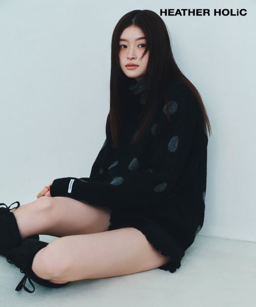 Heather 【WEB限定】HOLiC ジャガードドットニット ブラック FREE 福袋他 ヘザー 600863 and ST アンドエスティ（旧ドットエスティ）