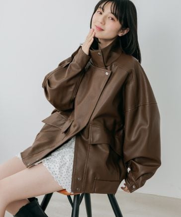 予約】フェイクレザーBIGライダースブルゾン | [公式]ヘザー（Heather