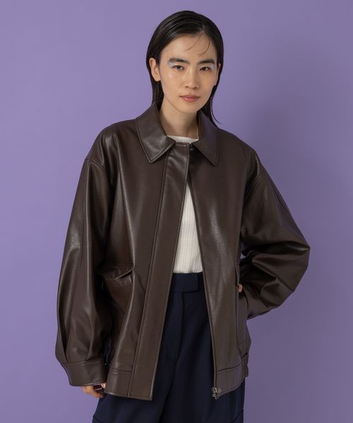 【eL】Leather Big Blouson FREE