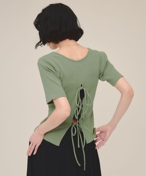 JEANASIS 【eL】Back Ribbon Tee グリーン FREE スペシャルライン ジーナシス 120981 and ST アンドエスティ(旧ドットエスティ) JEANASIS 【eL】Back Ribbon Tee グリーン FREE スペシャルライン ジーナシス 120981 and ST アンドエスティ(旧ドットエスティ)