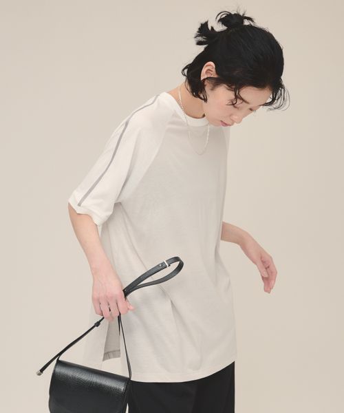 JEANASIS 【eL】Sheer BIG LINE TEE ライトグレー Free スペシャルライン ジーナシス 123544 ドットエスティ