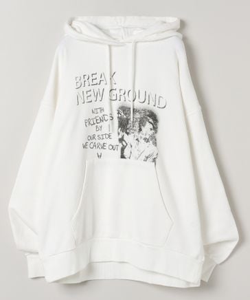 JEANASISポイントダメージロゴフーディ パーカー ジーナシス 新品未使用 JEANASIS（ジーナシス）の「ポイントロゴダメージZIPフーディ