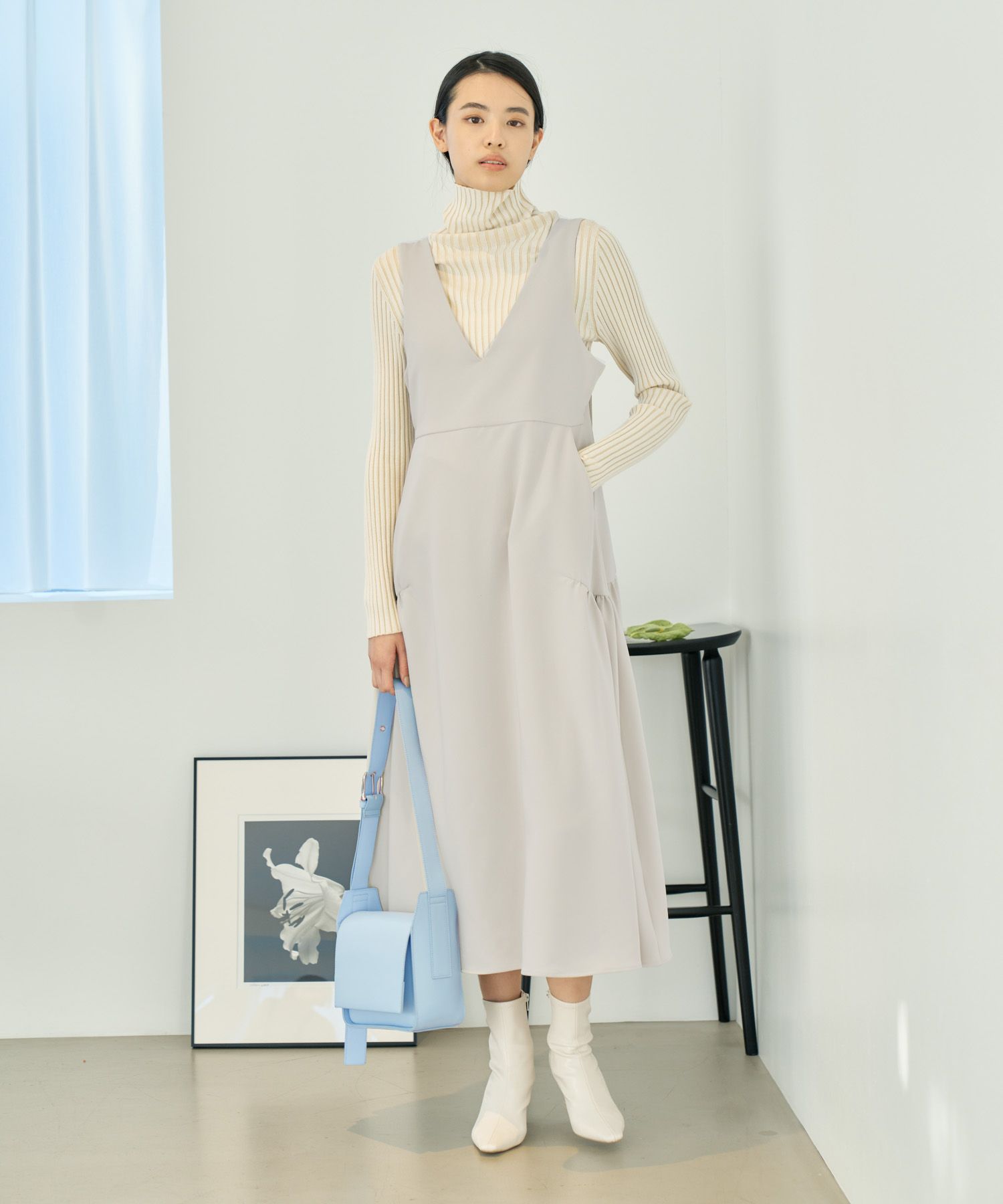 【eL】Belt V Neck Dress FREE