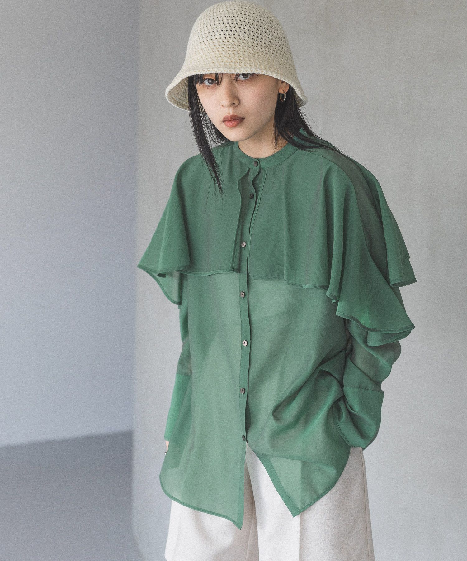 FOXEY 40 2022年フリル&ストライプブラウス シャツ