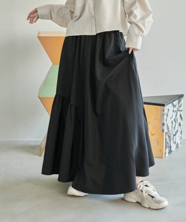 【eL】Asymmetry Gather Long Skirt