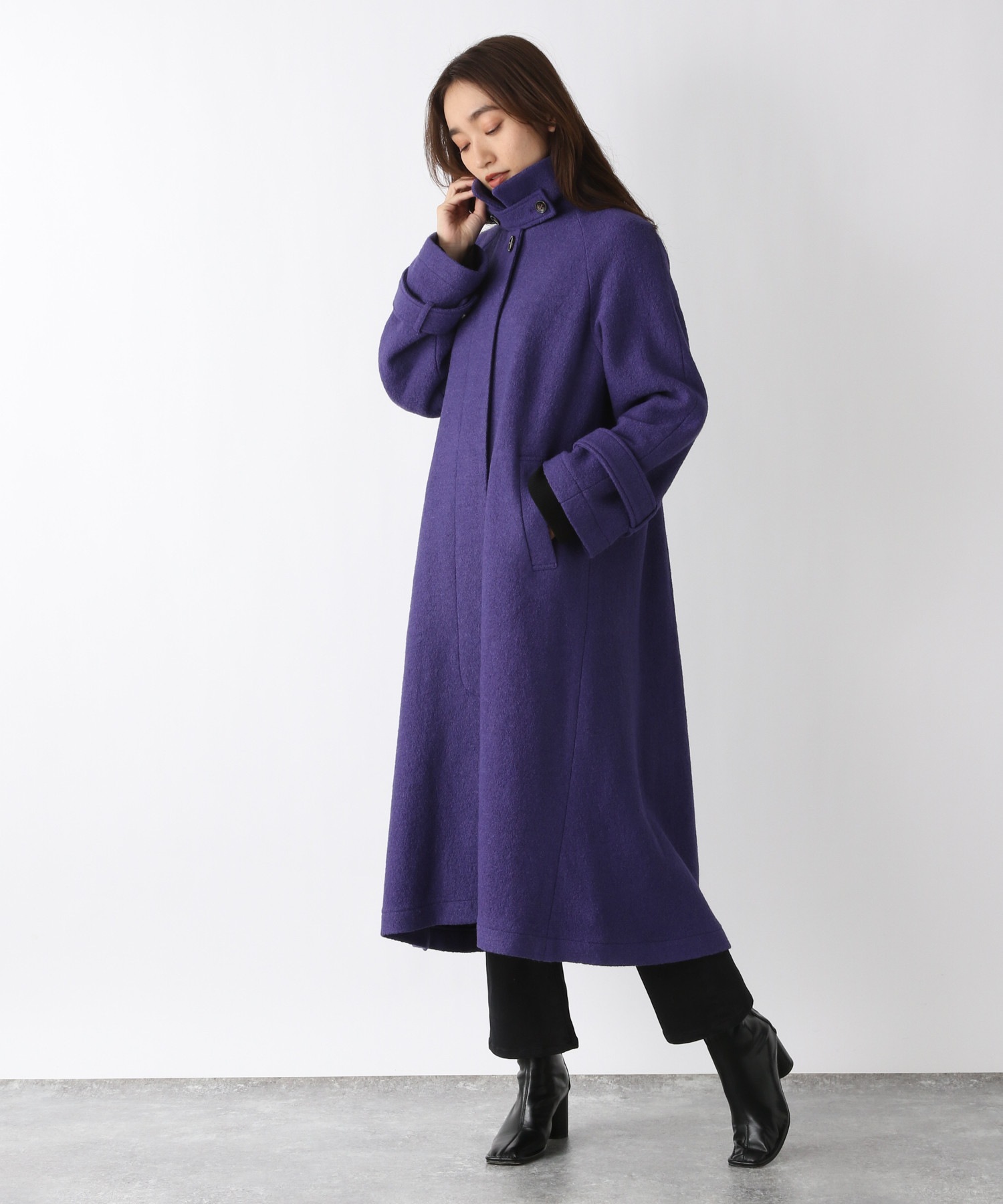 JEANASIS ジーナシス ブークレスタンドネックロングコート