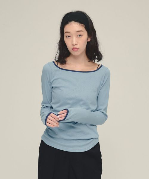 JEANASIS 【eL】Color Trim Tee LS ライトブルー FREE スペシャルライン ジーナシス 291492 and ST アンドエスティ(旧ドットエスティ) JEANASIS 【eL】Color Trim Tee LS ライトブルー FREE スペシャルライン ジーナシス 291492 and ST アンドエスティ(旧ドットエスティ)