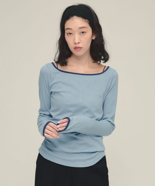 JEANASIS 【eL】Color Trim Tee LS ライトブルー FREE スペシャルライン ジーナシス 291492 and ST アンドエスティ(旧ドットエスティ) JEANASIS 【eL】Color Trim Tee LS ライトブルー FREE スペシャルライン ジーナシス 291492 and ST アンドエスティ(旧ドットエスティ)