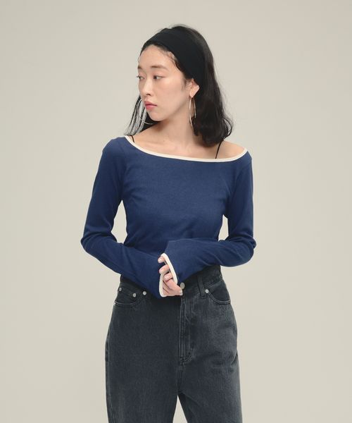 JEANASIS 【eL】Color Trim Tee LS ネイビー FREE スペシャルライン ジーナシス 291492 and ST アンドエスティ(旧ドットエスティ) JEANASIS 【eL】Color Trim Tee LS ネイビー FREE スペシャルライン ジーナシス 291492 and ST アンドエスティ(旧ドットエスティ)