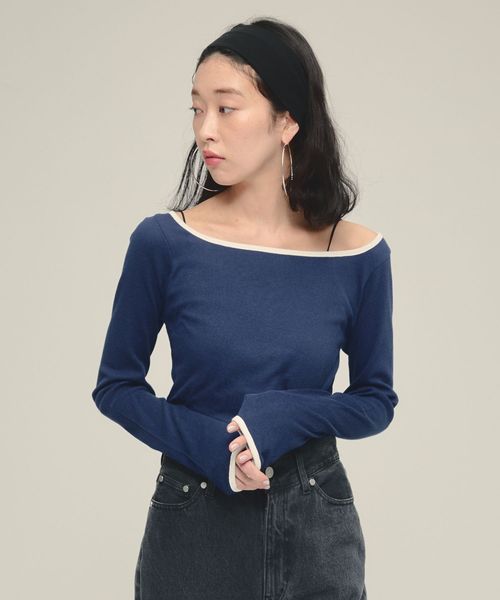JEANASIS 【eL】Color Trim Tee LS ネイビー FREE スペシャルライン ジーナシス 291492 and ST アンドエスティ(旧ドットエスティ) JEANASIS 【eL】Color Trim Tee LS ネイビー FREE スペシャルライン ジーナシス 291492 and ST アンドエスティ(旧ドットエスティ)