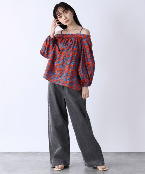 2wayオフショルガラブラウス 公式 ジーナシス Jeanasis 通販