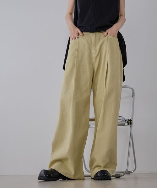 JEANASIS カラータックデニムワイドパンツ【新色追加】 イエロー M ウィメンズボトムス ジーナシス 322713 and ST アンドエスティ(旧ドットエスティ) JEANASIS カラータックデニムワイドパンツ【新色追加】 イエロー M ウィメンズボトムス ジーナシス 322713 and ST アンドエスティ(旧ドットエスティ)
