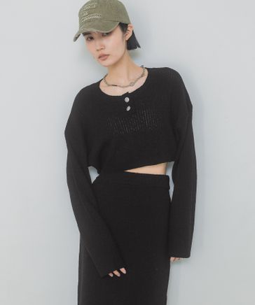 ＊【JEANASIS】ニットロングジレ ブラック〈新品未使用タグ付き〉＊ ロングジレ ベスト レディース トップス ロング 無地 ジレ・再販