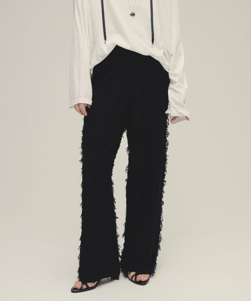 JEANASIS 【eL】12G Fringe Knit Pants ブラック FREE スペシャルライン ジーナシス 328287 and ST アンドエスティ(旧ドットエスティ) JEANASIS 【eL】12G Fringe Knit Pants ブラック FREE スペシャルライン ジーナシス 328287 and ST アンドエスティ(旧ドットエスティ)