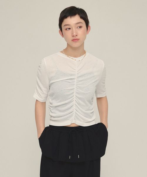 JEANASIS 【eL】Sheer Shirring Tee オフホワイト FREE スペシャルライン ジーナシス 459689 and ST アンドエスティ(旧ドットエスティ) JEANASIS 【eL】Sheer Shirring Tee オフホワイト FREE スペシャルライン ジーナシス 459689 and ST アンドエスティ(旧ドットエスティ)