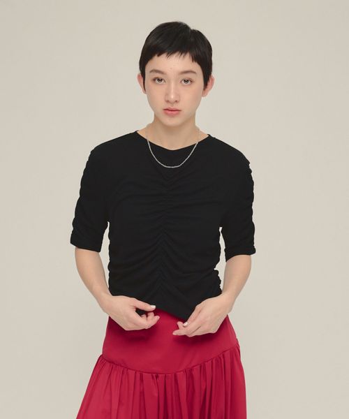 JEANASIS 【eL】Sheer Shirring Tee ブラック FREE スペシャルライン ジーナシス 459689 and ST アンドエスティ(旧ドットエスティ) JEANASIS 【eL】Sheer Shirring Tee ブラック FREE スペシャルライン ジーナシス 459689 and ST アンドエスティ(旧ドットエスティ)