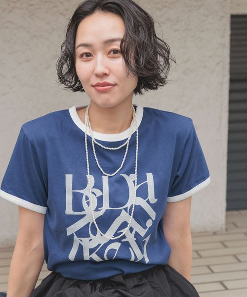 JEANASIS 【eL×ONE】Ringer Print TEE ネイビー FREE スペシャルライン ジーナシス 570729 and ST アンドエスティ(旧ドットエスティ) JEANASIS 【eL×ONE】Ringer Print TEE ネイビー FREE スペシャルライン ジーナシス 570729 and ST アンドエスティ(旧ドットエスティ)