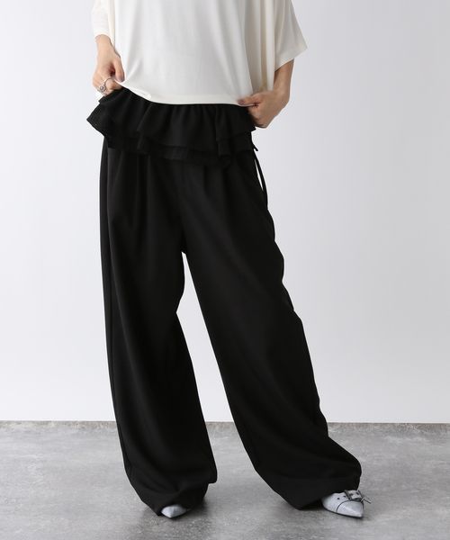JEANASIS リバーシブルフリルベルトレイヤードパンツ ブラック M ウィメンズボトムス ジーナシス 576422 and ST アンドエスティ(旧ドットエスティ) JEANASIS リバーシブルフリルベルトレイヤードパンツ ブラック M ウィメンズボトムス ジーナシス 576422 and ST アンドエスティ(旧ドットエスティ)