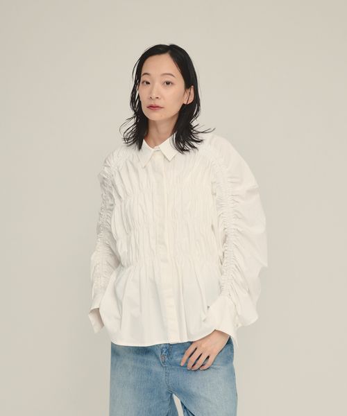 JEANASIS 【eL】Shirring Gather Shirt オフホワイト FREE スペシャルライン ジーナシス 577377 and ST アンドエスティ（旧ドットエスティ）