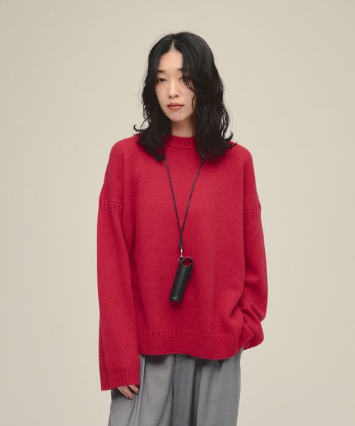 JEANASIS 【eL】5G Guernsey Pullover レッド FREE スペシャルライン ジーナシス 588094 and ST アンドエスティ（旧ドットエスティ）