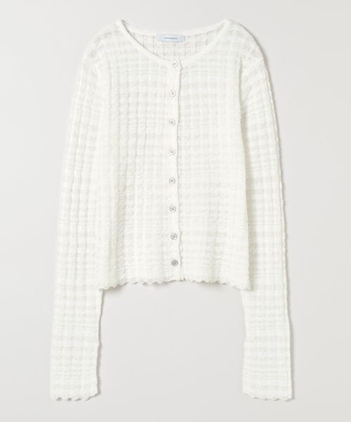 JEANASIS 12Gチェックジャガードクルーカーディガン ナチュラル FREE ウィメンズインナー ジーナシス 590772 and ST アンドエスティ（旧ドットエスティ）