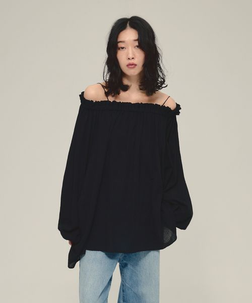 JEANASIS 【eL】Off Shoulder Volume Blouse ブラック FREE スペシャルライン ジーナシス 593298 and ST アンドエスティ(旧ドットエスティ) JEANASIS 【eL】Off Shoulder Volume Blouse ブラック FREE スペシャルライン ジーナシス 593298 and ST アンドエスティ(旧ドットエスティ)