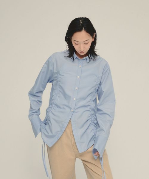 JEANASIS 【eL】Drawstring Shirring Shirt ライトブルー FREE スペシャルライン ジーナシス 593300 and ST アンドエスティ（旧ドットエスティ）