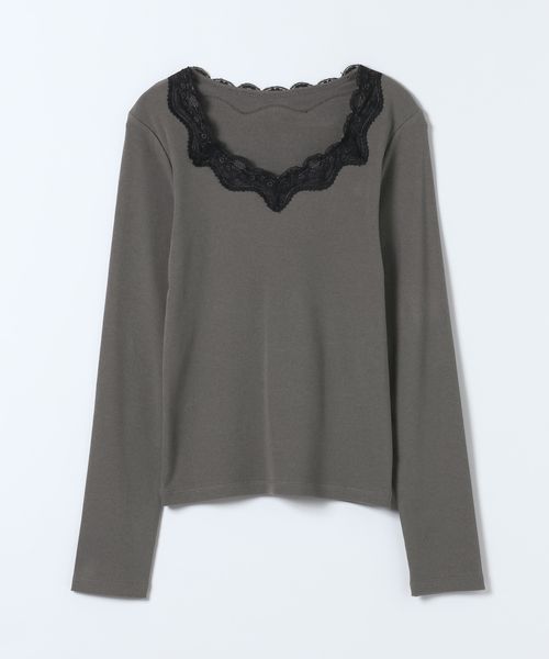 JEANASIS レーストリムテレコLS TEE チャコールグレー FREE ウィメンズインナー ジーナシス 602214 and ST アンドエスティ(旧ドットエスティ) JEANASIS レーストリムテレコLS TEE チャコールグレー FREE ウィメンズインナー ジーナシス 602214 and ST アンドエスティ(旧ドットエスティ)
