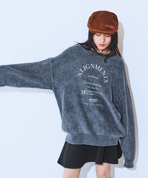 JEANASIS アーチMIXロゴニットプルオーバー ネイビー FREE ウィメンズインナー ジーナシス 603819 and ST アンドエスティ（旧ドットエスティ）