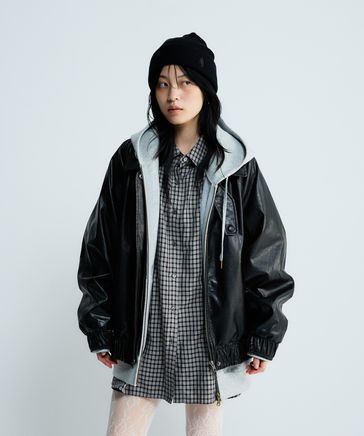 ヴィンテージレザーブルゾン　ジーナシス　新品未使用　今季新作 JEANASIS｜ヴィンテージレザーパファーブルゾン【中綿入りで冬の防寒も