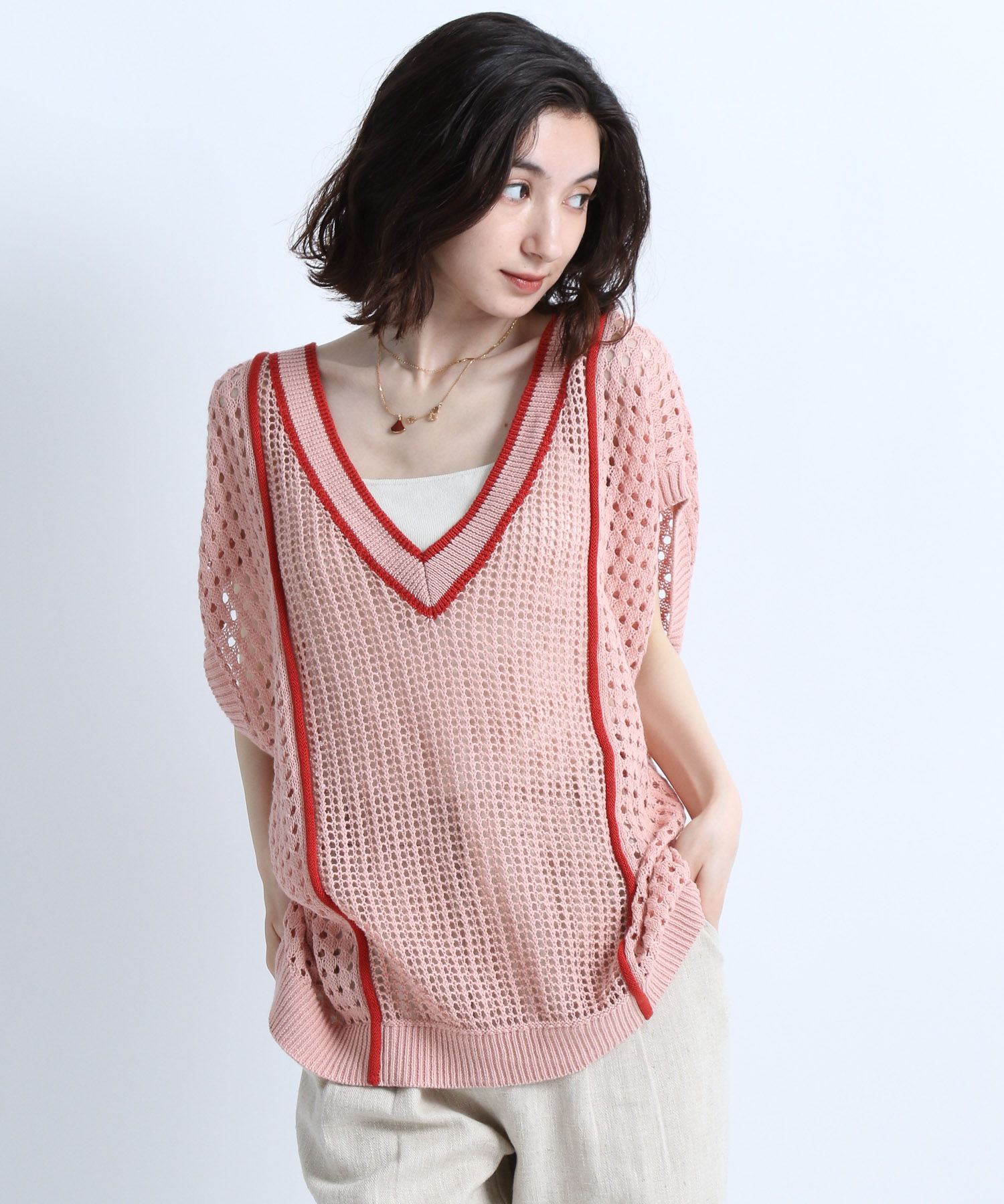 eL】Mesh Trimming Knit Vest | [公式]ジーナシス （JEANASIS）通販