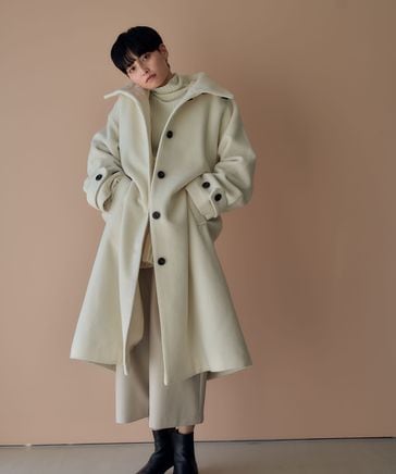 【eL】Stand Collar Long Coat FREE
