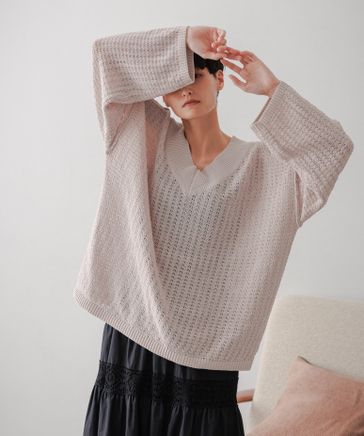 ジーナシス【eL】 Loose knit hoodie